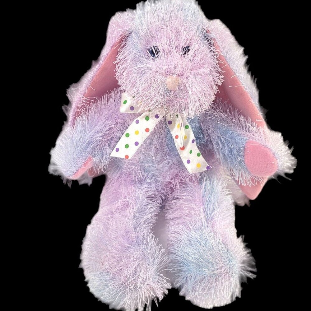 PLUSH APPEAL Bunny Rabbit 12" Pink Blue Eyelash-Yarn Long Ears Stuffed Easter - Picture 6 of 8